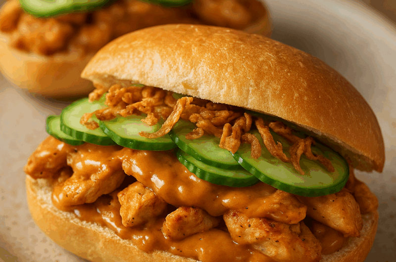 Pistoletje met kip en komkommer